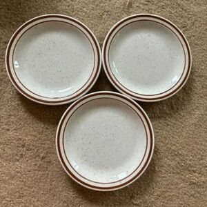 Jackson China 3 Small 5 3/4” Wide Brown Double Stripes Restaurant Plates